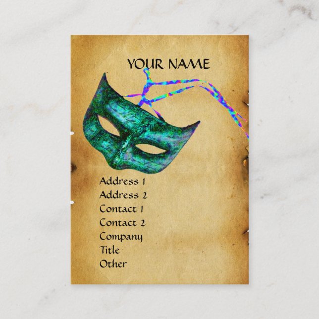 Tarjeta De Visita Pergamino MASQUERADE FIESTA1 (Anverso)