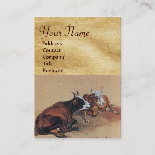 Tarjeta De Visita Pergamino MONOGRAM DE DOS VACAS MENORES (Anverso)