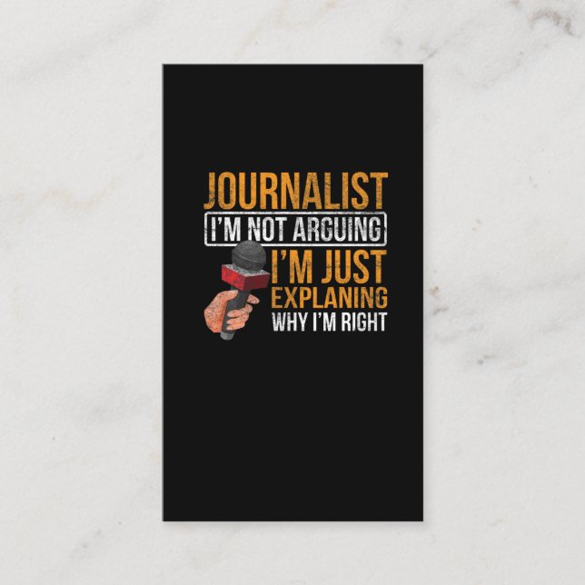 Tarjeta De Visita Periodista gracioso Job Sarcasm News Reportero (Anverso)