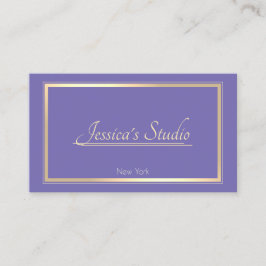 Tarjeta De Visita Periwinkle Blue Elegant Gold Frame Personalizado S