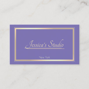 Tarjeta De Visita Periwinkle Blue Elegant Gold Frame Personalizado S