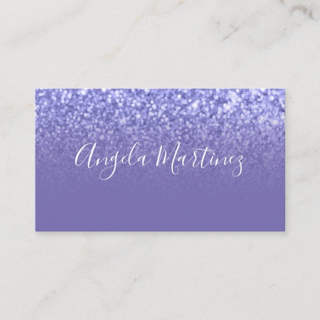 Tarjeta De Visita Periwinkle Faux Purpurina Ombre Glam (Anverso)