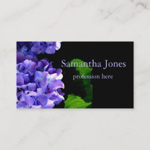 Tarjeta De Visita Periwinkle hidrangeas flor azul púrpura floral
