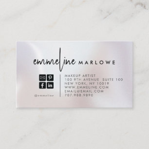Tarjeta De Visita Perla de artista de maquillaje moderno mínimo