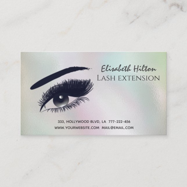 Tarjeta De Visita Perla holográfica que seduce el ojo de maquillaje  (Anverso)