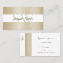 Tarjeta De Visita Perla muy elegante y blanco con calidad de monogra