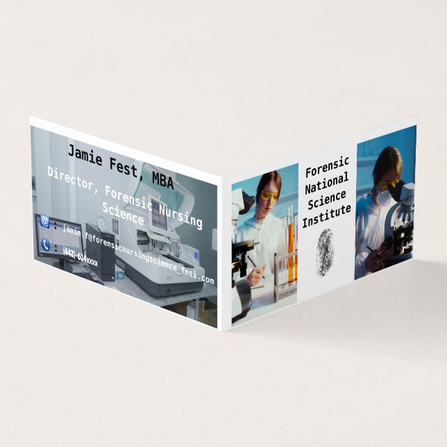 Tarjeta De Visita Perla Premium de Ciencia Forense doblada (Exterior)