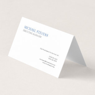 Tarjeta De Visita Perla Premium Moderna Elegante Simple Azul Blanco