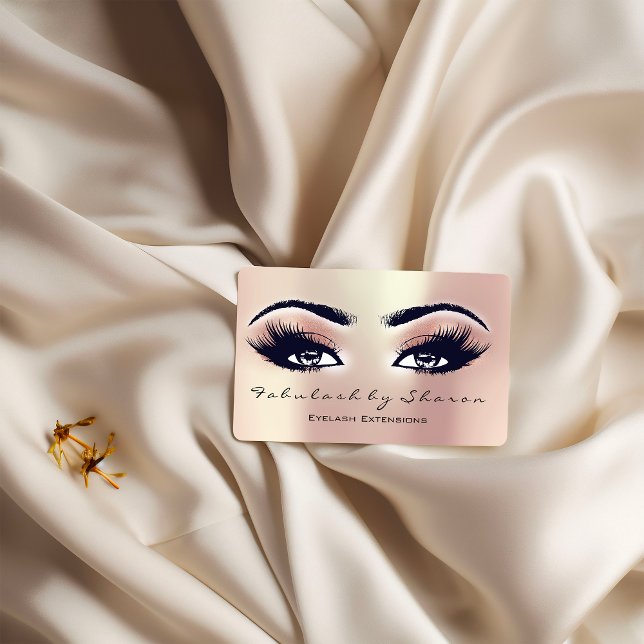 Tarjeta De Visita Perla Rosa de extensión de latigazos de ceja ocula (Makeup Artist Eyebrow Lashes Extension Rose Pearl Business Card)