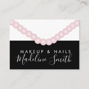 Tarjeta De Visita Perlas de Moda Bloque Salón de Uñas Artista de Maq