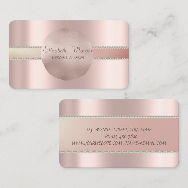 Tarjeta De Visita Perlas de oro de Rosa profesional moderna (Anverso / Reverso)