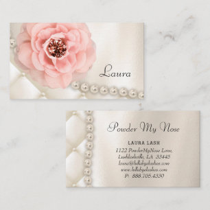 Tarjeta De Visita Perlas elegantes del rosa color de rosa de la moda