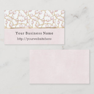 Tarjeta De Visita Perlas Rosadas Cadena de Oro nombre del sitio web