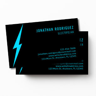 Tarjeta De Visita Perno de Iluminación Azul de Neón Negro Electricis