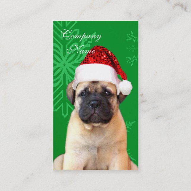 Tarjeta De Visita Perrito del bullmastiff del navidad (Anverso)