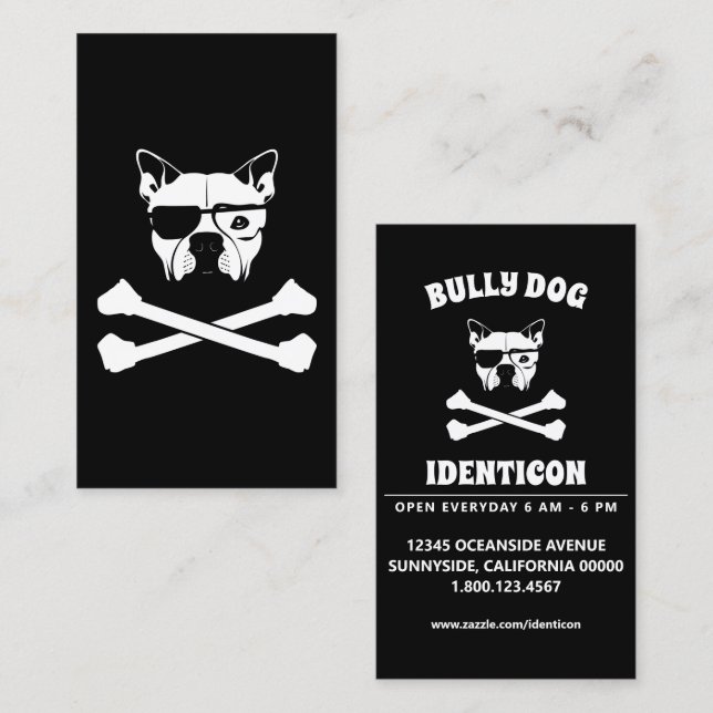 Tarjeta De Visita perrito matón y cruces (Anverso / Reverso)