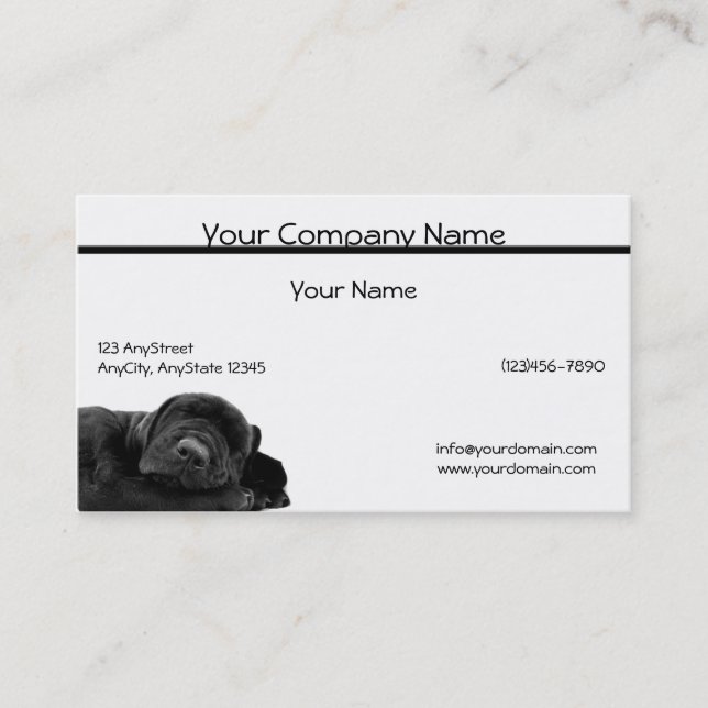 Tarjeta De Visita Perrito negro el dormir (Anverso)