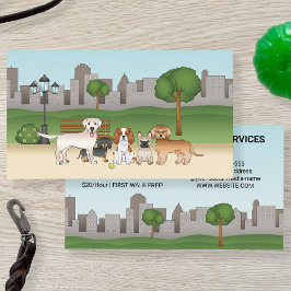 Tarjeta De Visita Perritos de Dibujos Animados Adorables en un Parqu