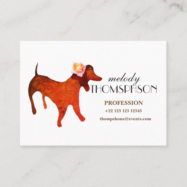 Tarjeta De Visita Perro acuarela personalizado (Anverso)