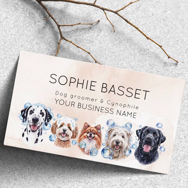 Tarjeta De Visita Perro adorable, beige acuarela (Subido por el creador)