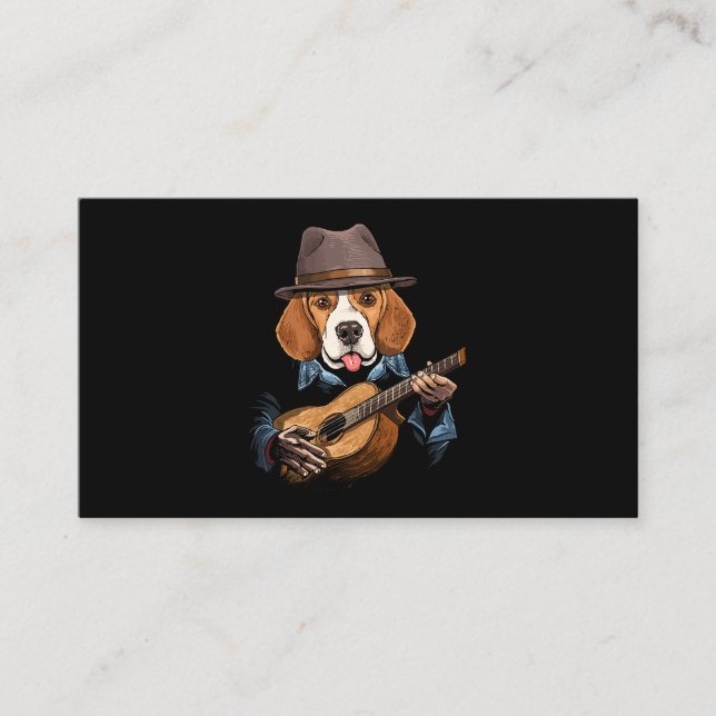 Tarjeta De Visita Perro Beagle Jugando A La Guitarra Mascota Beagle  (Anverso)