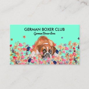Tarjeta De Visita Perro Boxer Verde Brillante Lindo