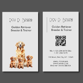 Tarjeta De Visita Perro Breeder Trainer Golden Retriever QR Code