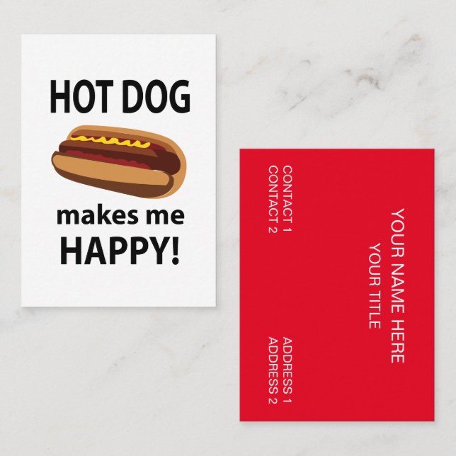 Tarjeta De Visita Perro caliente me hace feliz perro caliente (Anverso / Reverso)
