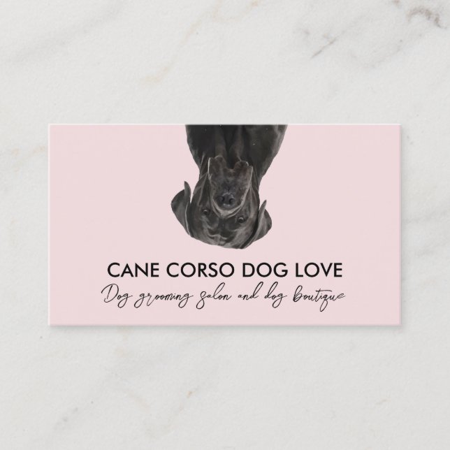 Tarjeta De Visita perro Cane Corso negro rosa (Anverso)