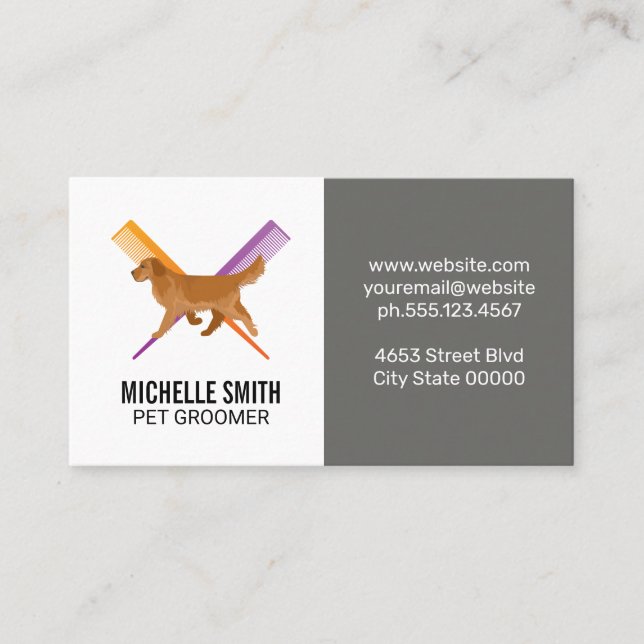 Tarjeta De Visita Perro | Combs | Groomer (Anverso)