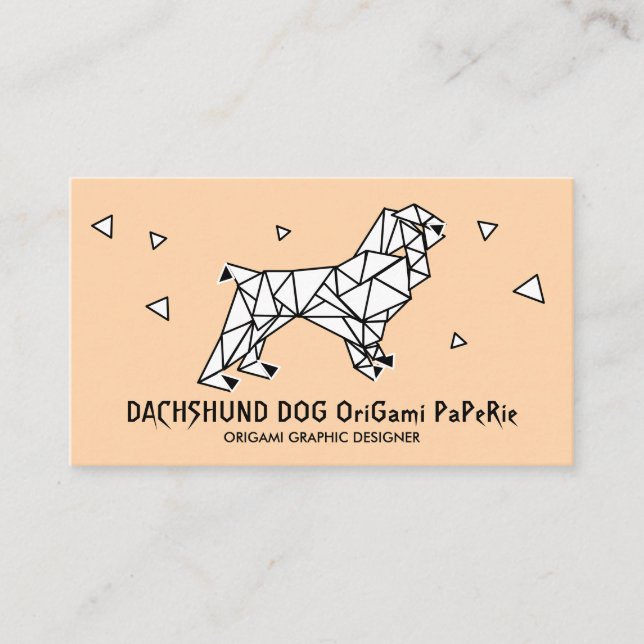 Tarjeta De Visita Perro Dachshund de Origami (Anverso)