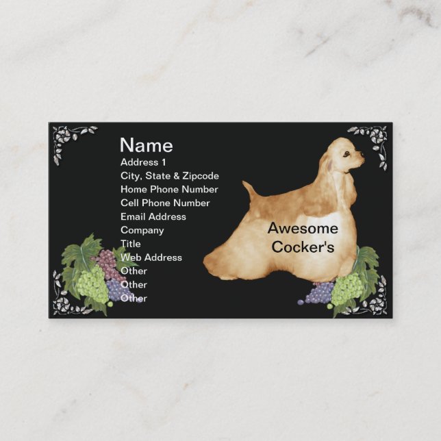 Tarjeta De Visita Perro de aguas de cocker impresionante (Anverso)