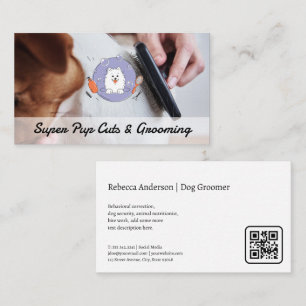 Tarjeta De Visita Perro de cepillado de Groomer   Servicios para ani