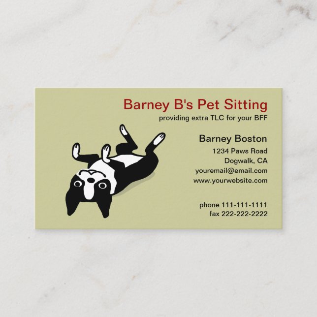 Tarjeta De Visita Perro de dibujos animados del Terrier de Boston -  (Anverso)