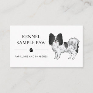Tarjeta De Visita Perro de dibujos animados Papillon blanco y negro 