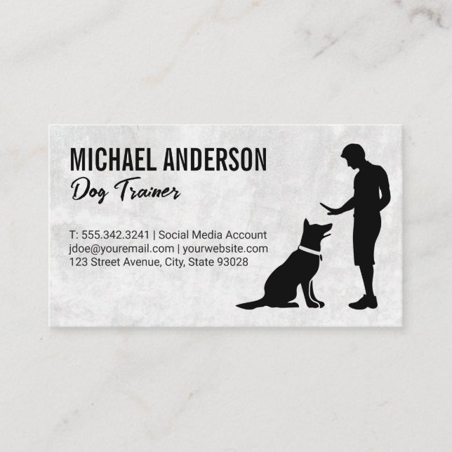 Tarjeta De Visita Perro de entrenamiento masculino (Anverso)