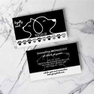 Tarjeta De Visita Perro de gato blanco negro Mascota Paws Descuento 