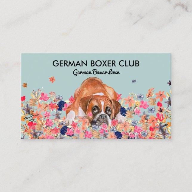 Tarjeta De Visita Perro de la bóxer suave verde (Anverso)