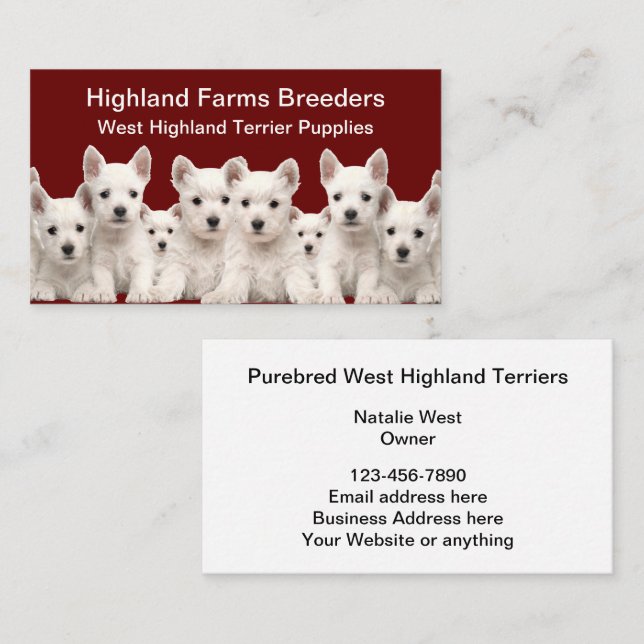 Tarjeta De Visita Perro de la región de Highland Occidental (Anverso / Reverso)