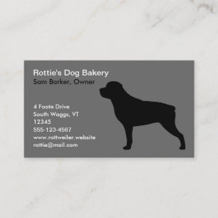 Tarjeta De Visita Perro de la silueta el   Rottie de Rottweiler gris