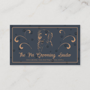 Tarjeta De Visita Perro de Mascota de Estilo Elegante Marrón Naval R