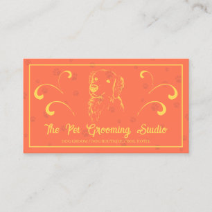 Tarjeta De Visita Perro de Mascota de Estilo Elegante Naranja Retrie