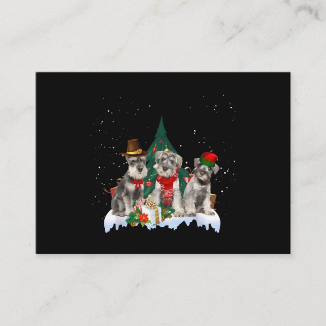 Tarjeta De Visita Perro de Navidades Schnauzer en miniatura (Anverso)