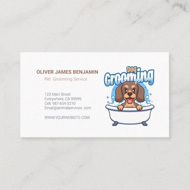 Tarjeta De Visita Perro de personalizable Grooming Profesional y ele (Anverso)