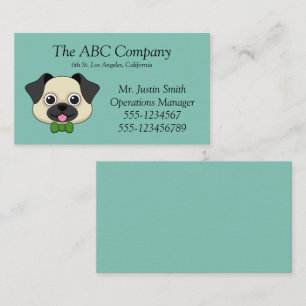 Tarjeta De Visita Perro de pug feliz lindo con papillón   Personaliz