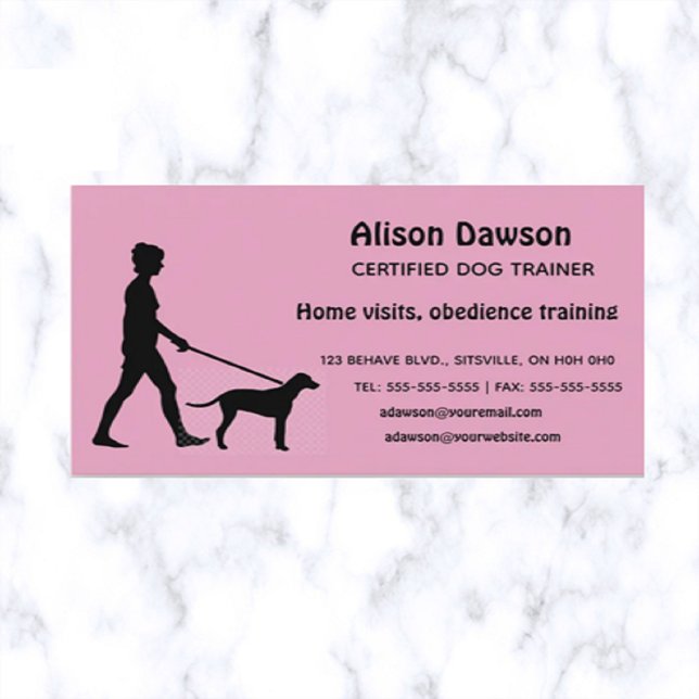 Tarjeta De Visita Perro de silueta editable con Lady Trainer (Subido por el creador)