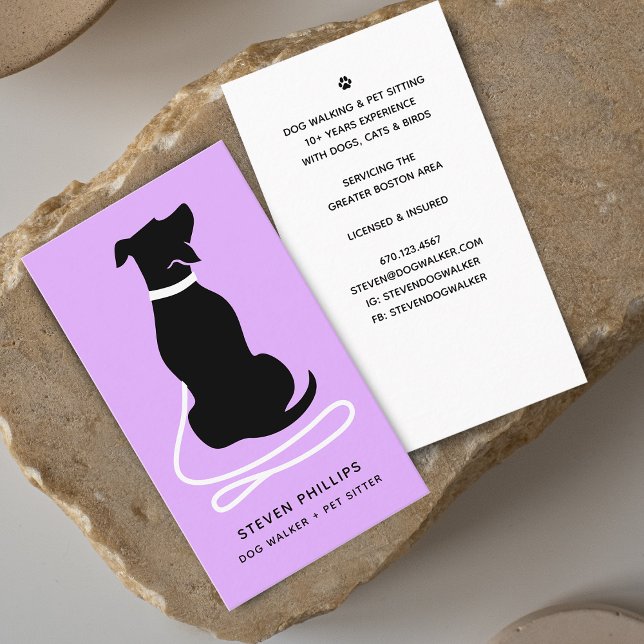 Tarjeta De Visita Perro de silueta moderno caminando sentados (Modern Silhouette Dog Walking Dog Sitting Business Card)