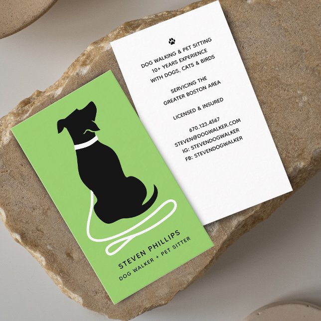 Tarjeta De Visita Perro de silueta moderno caminando sentados (Modern Silhouette Dog Walking Dog Sitting Business Card)