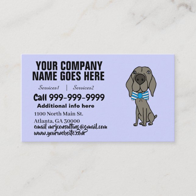 Tarjeta De Visita Perro de Weimaraner con traje de baño (Anverso)