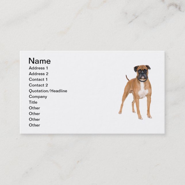 Tarjeta De Visita Perro del boxeador (Anverso)
